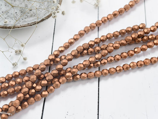 *25* 6mm Matte Metallic Bronze Copper Fire Polished Round Beads