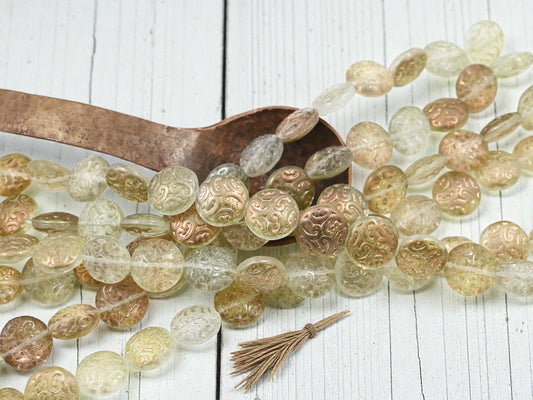 *15* 13mm  Champagne Vintage Bronze Copper Paisley Button Beads