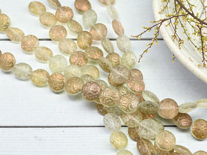 *15* 13mm  Champagne Vintage Bronze Copper Paisley Button Beads