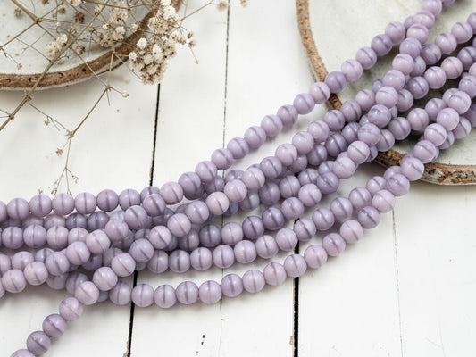 6mm Lavender Silk Round Druk Beads - 8" Strand