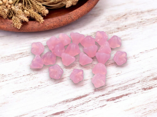 *50* 6x8mm Milky Pink Bell Flower Beads