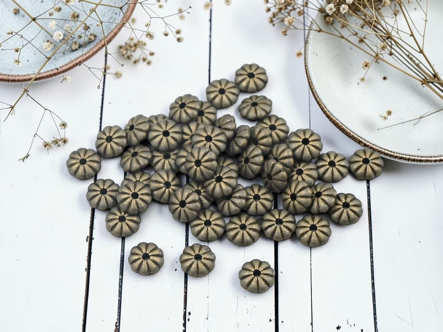 *50* 7x2mm Antique Bronze Daisy Spacer Beads