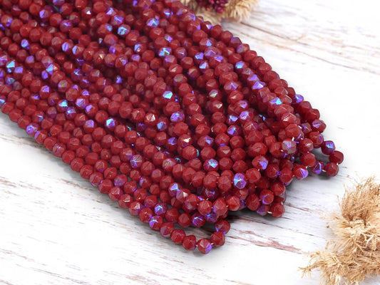 *80* 6mm Dark Red AB English Cut Round Beads