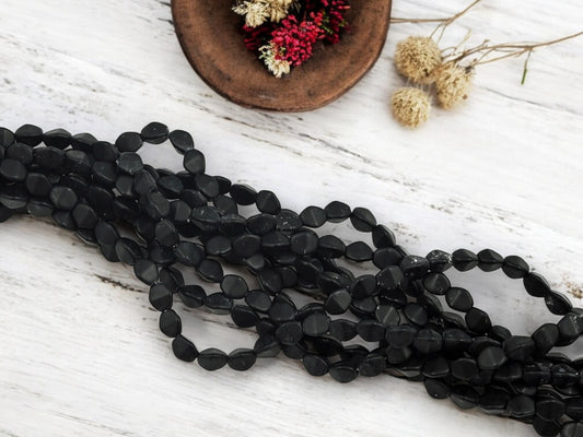 *50* 5x4mm Opaque Matte Jet Black Pinch Beads