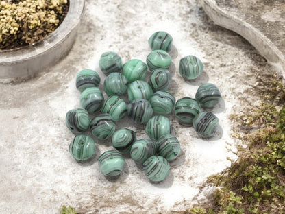 *50* 7x8mm Striped Seafoam Nugget Round Beads