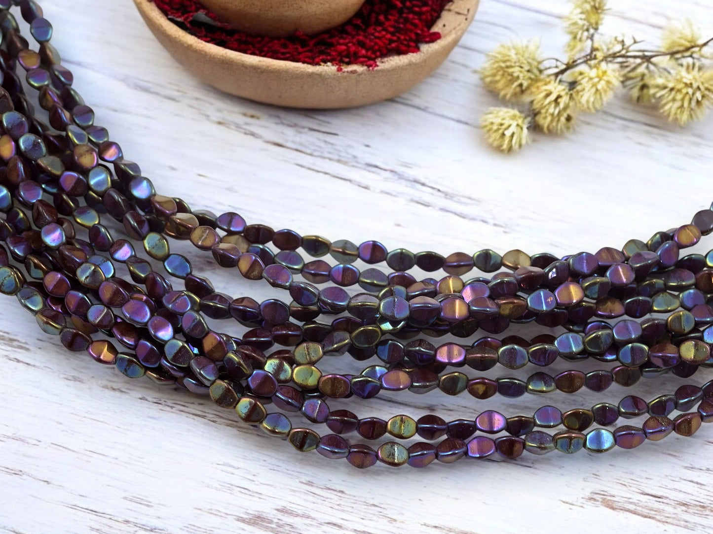 *42* 5x4mm Metallic Ruby AB Pinch Beads