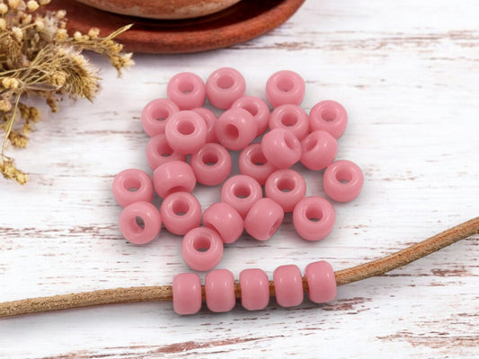 *25* 6x9mm Vintage Pink Large Hole Pony Beads