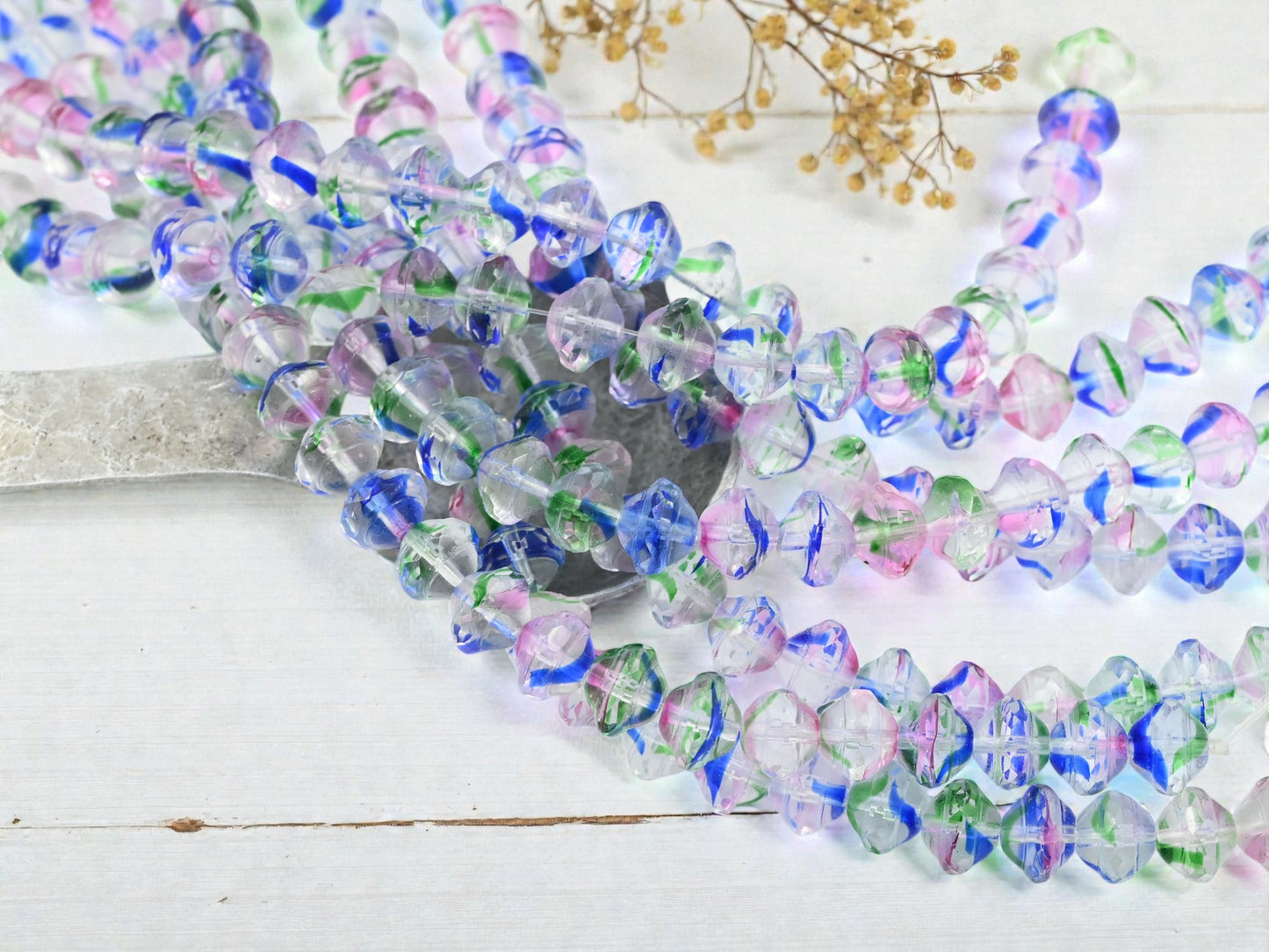 *27* 8x10mm Crystal Confetti Saturn Beads