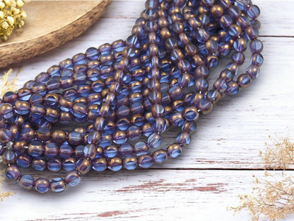 *25* 6mm Bronze Washed Sapphire 3 Sided Round Beads