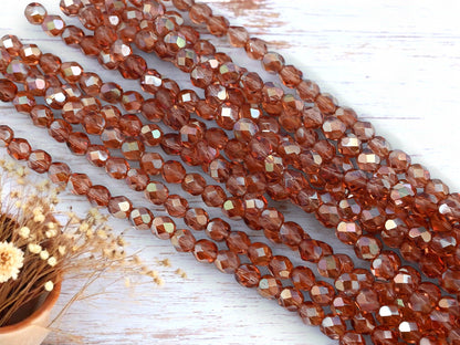 *25* 6mm French Rose Celsian Fire Polished Round Beads