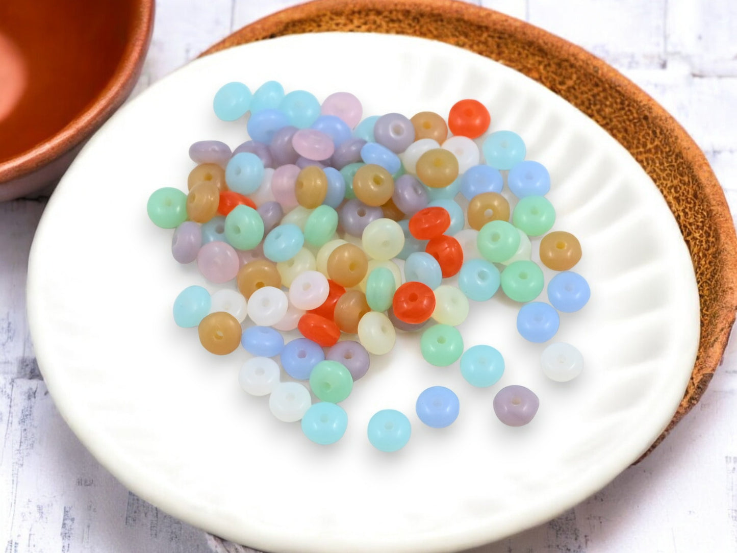 *100* 4mm Mixed Opaline Smooth Rondelle Beads