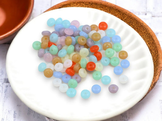 *100* 4mm Mixed Opaline Smooth Rondelle Beads